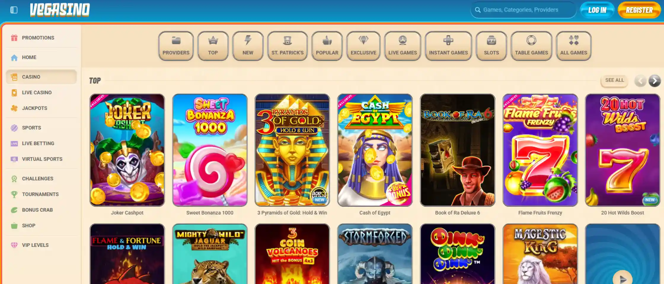 vegasino games
