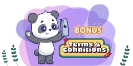 Panda with phone, "Bonus" and "Terms & Conditions".
