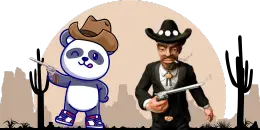 Cartoon panda wearing a cowboy hat